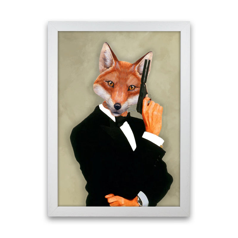 James Bond Fox Art Print by Coco Deparis White Grain