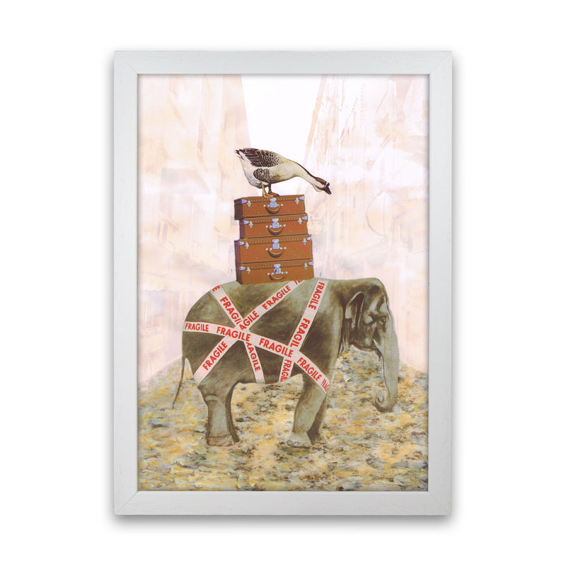 Elephant With Goose Art Print by Coco Deparis White Grain