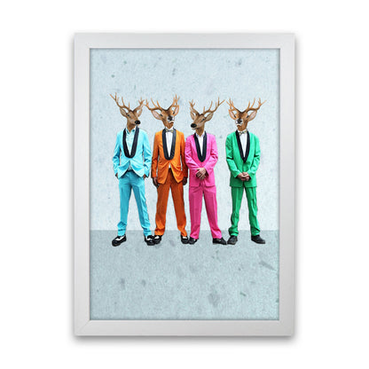 Deer Rock And Roll 2 Art Print by Coco Deparis White Grain