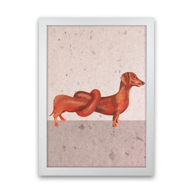 Daschund Knotted Art Print by Coco Deparis White Grain
