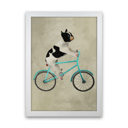Bulldog On Bicycle Art Print by Coco Deparis White Grain