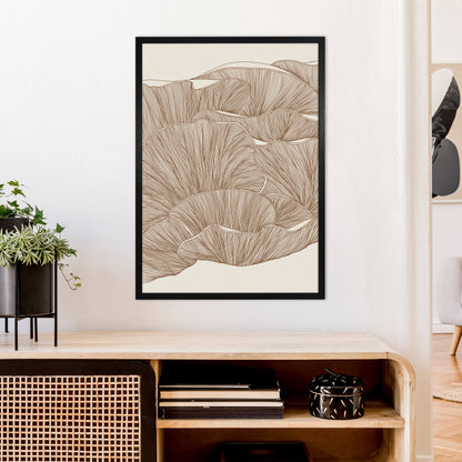 Oyster Mushrooms Brown Art Print by Carissa Tanton A1 White Frame