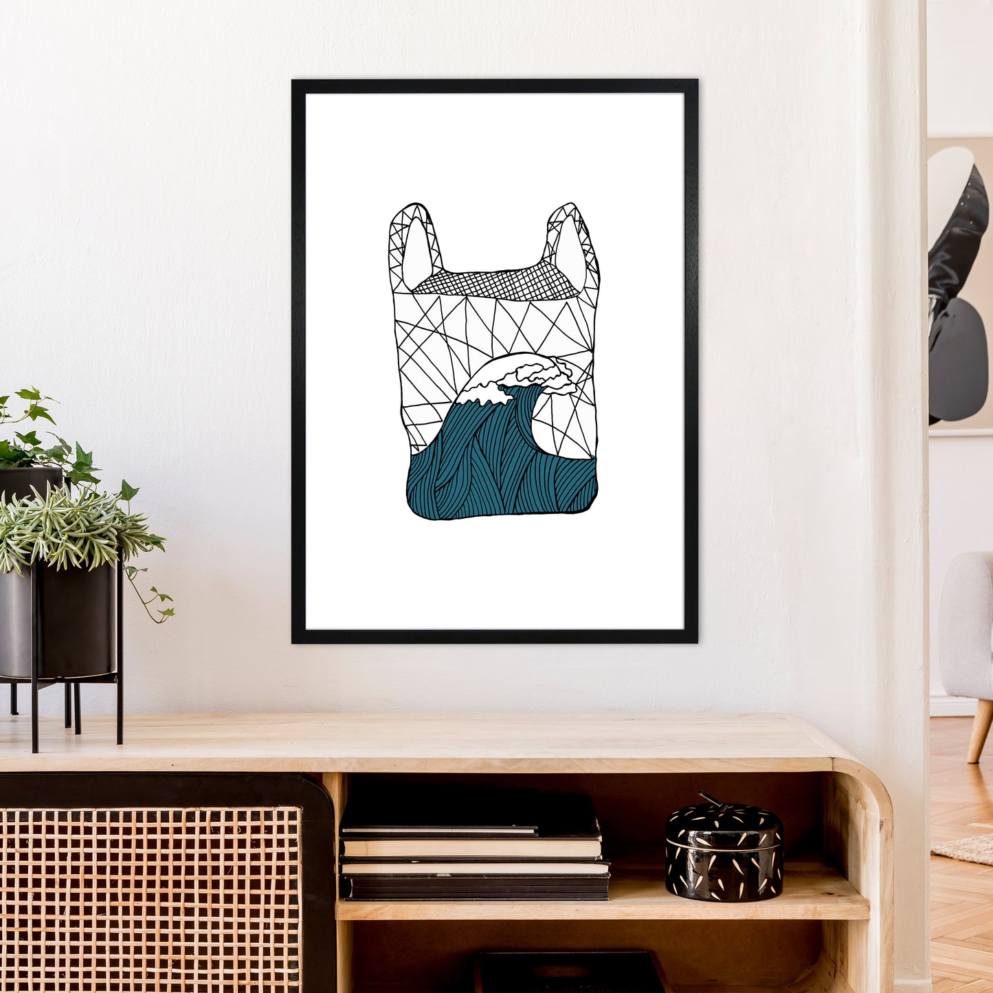 Plastic Bag Blue Art Print by Carissa Tanton A1 White Frame