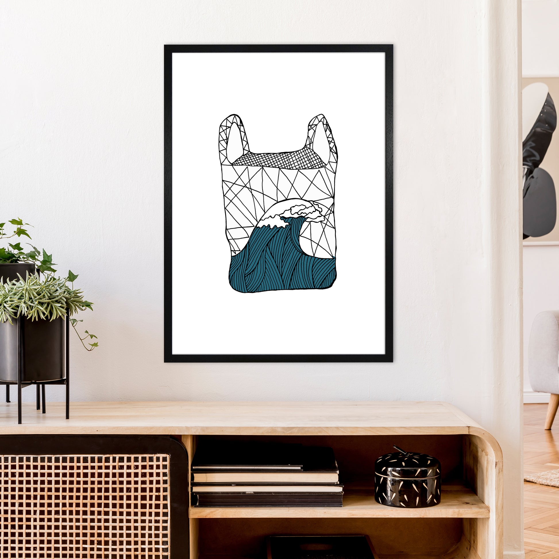 Plastic Bag Blue Art Print by Carissa Tanton A1 White Frame