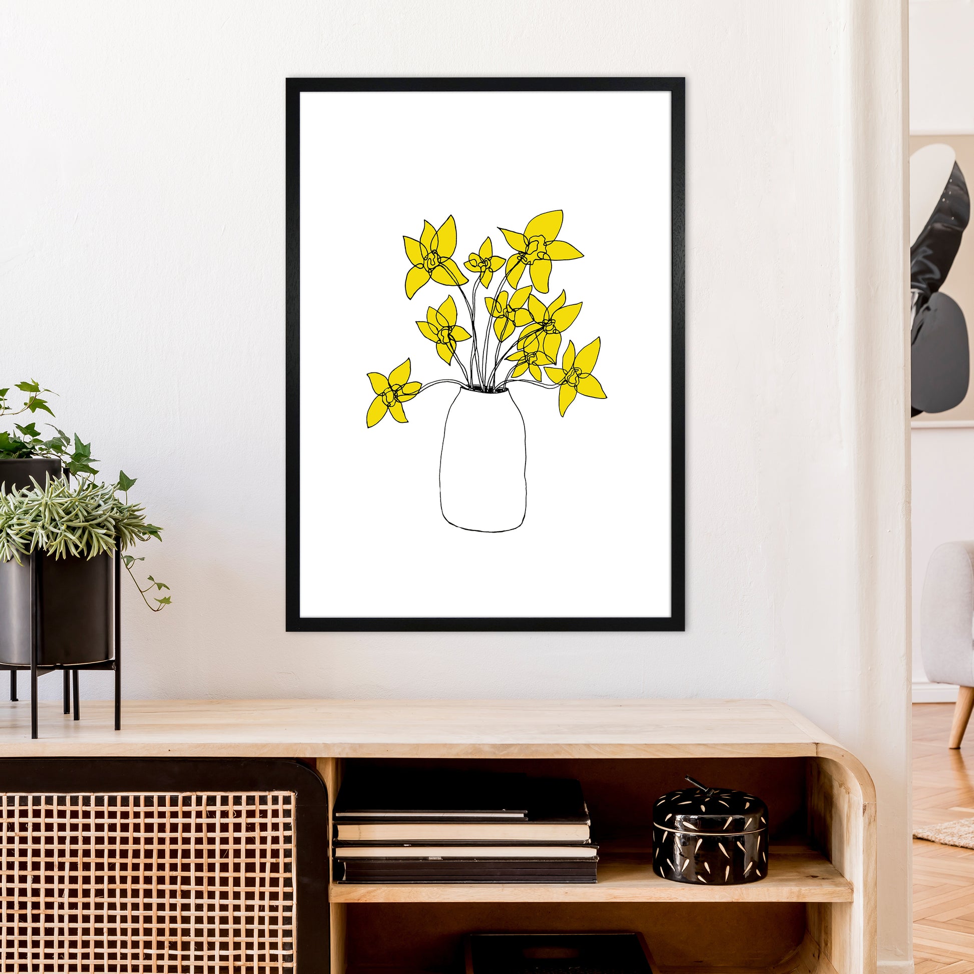 Daffodils Yellow Art Print by Carissa Tanton A1 White Frame