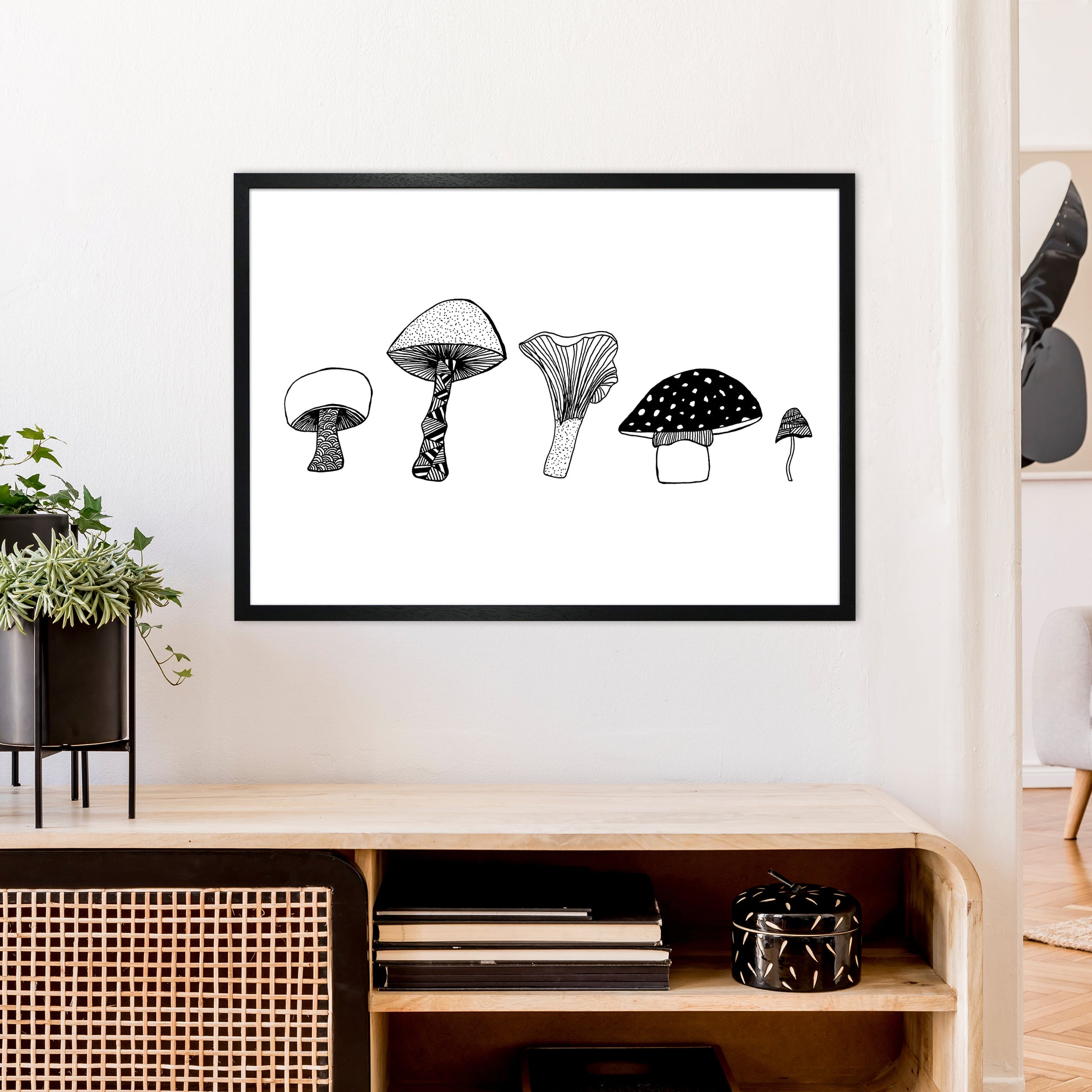 Mushrooms Art Print by Carissa Tanton A1 White Frame