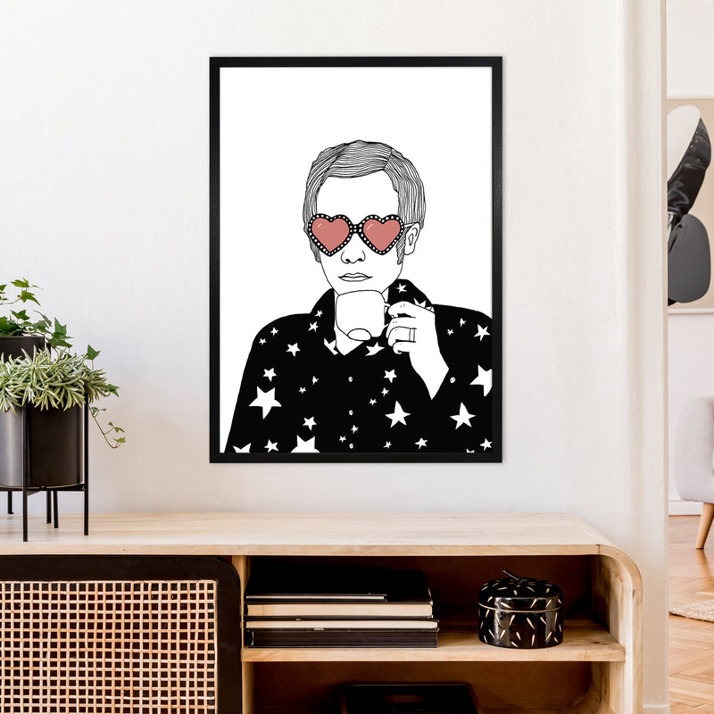 Elton John Art Print by Carissa Tanton A1 White Frame