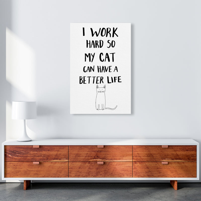 I Work Hard Cat Art Print by Carissa Tanton A1 Canvas