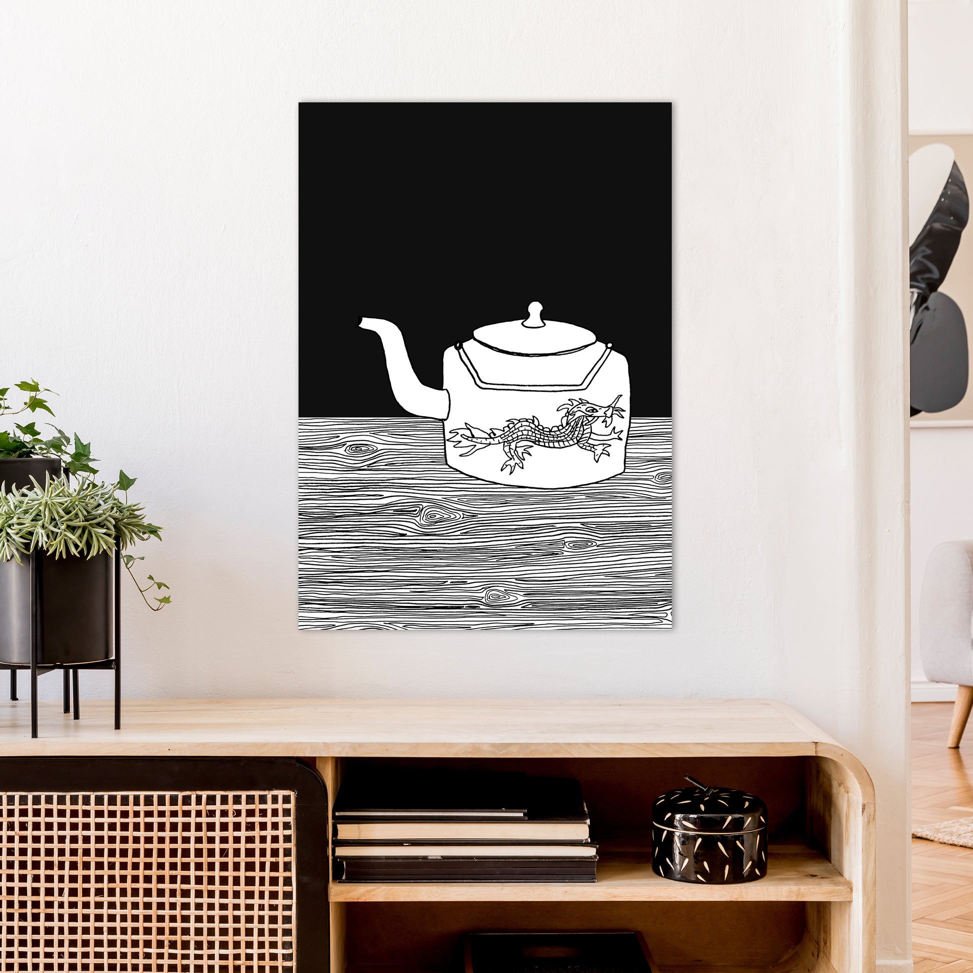 Bhutan Teapot Art Print by Carissa Tanton A1 Black Frame