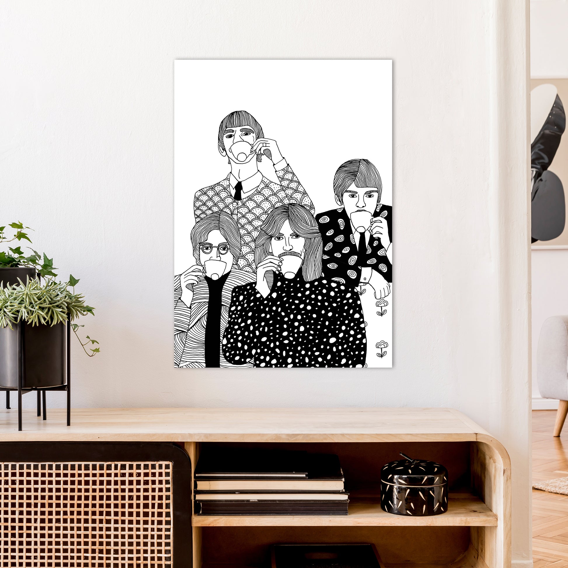 Beatles Tea Art Print by Carissa Tanton A1 Black Frame