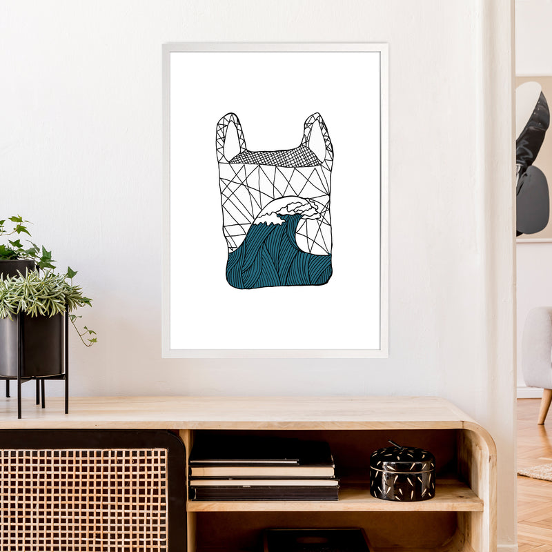 Plastic Bag Blue Art Print by Carissa Tanton A1 Oak Frame