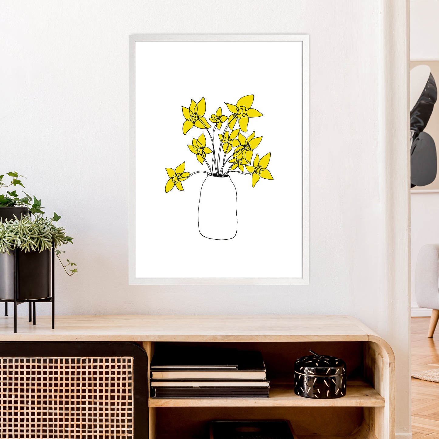 Daffodils Yellow Art Print by Carissa Tanton A1 Oak Frame