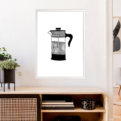 Cafetiere Art Print by Carissa Tanton A1 Oak Frame