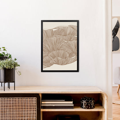 Oyster Mushrooms Brown Art Print by Carissa Tanton A2 White Frame