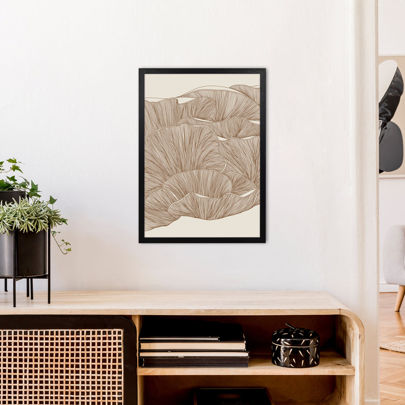 Oyster Mushrooms Brown Art Print by Carissa Tanton A2 White Frame