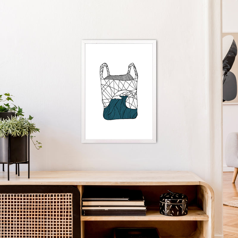 Plastic Bag Blue Art Print by Carissa Tanton A2 Oak Frame