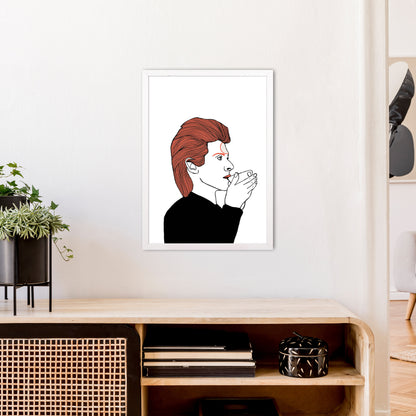Bowie Tea Art Print by Carissa Tanton A2 Oak Frame