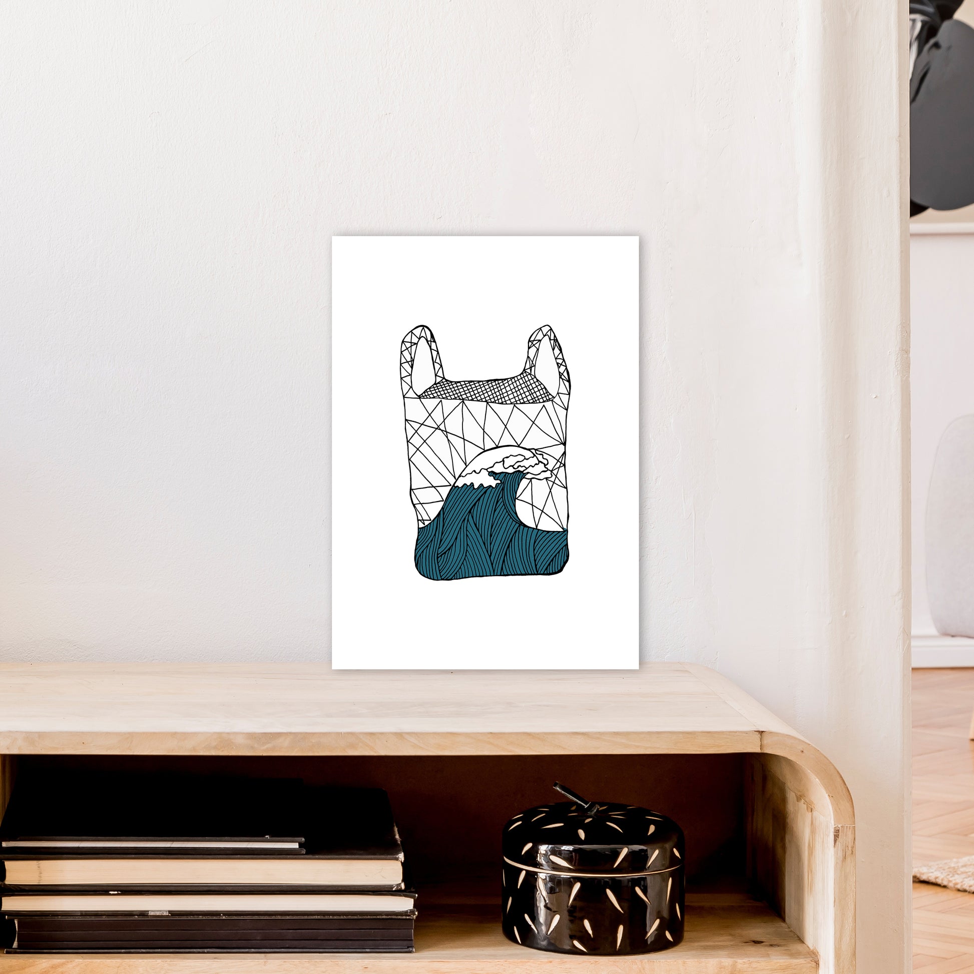 Plastic Bag Blue Art Print by Carissa Tanton A3 Black Frame