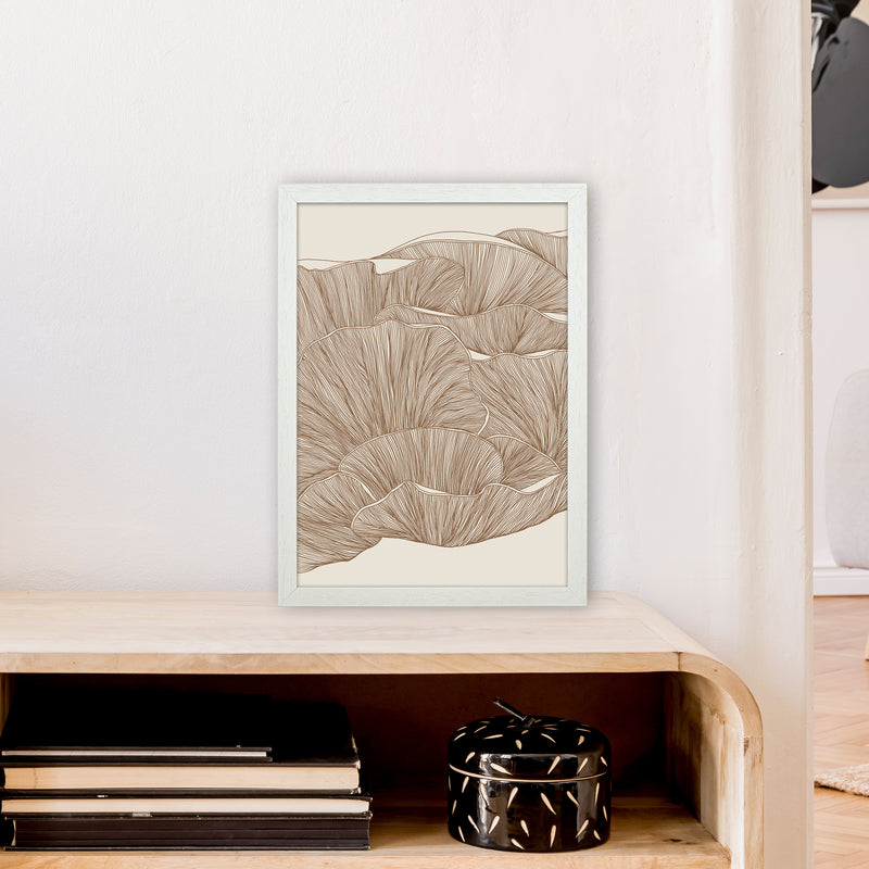 Oyster Mushrooms Brown Art Print by Carissa Tanton A3 Oak Frame