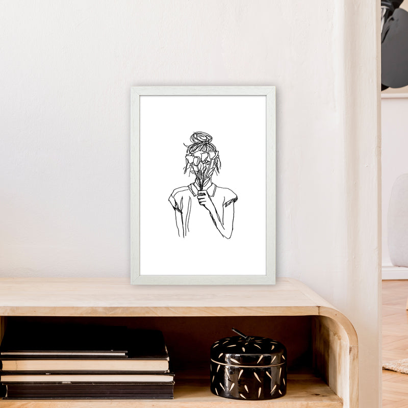 Left Hand Flower Girl Art Print by Carissa Tanton A3 Oak Frame