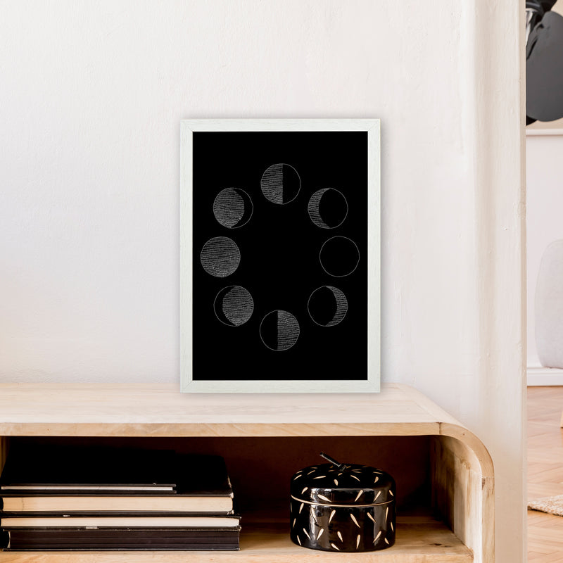 Moon Cycle Invert Art Print by Carissa Tanton A3 Oak Frame