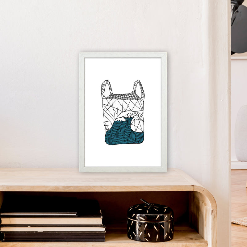 Plastic Bag Blue Art Print by Carissa Tanton A3 Oak Frame