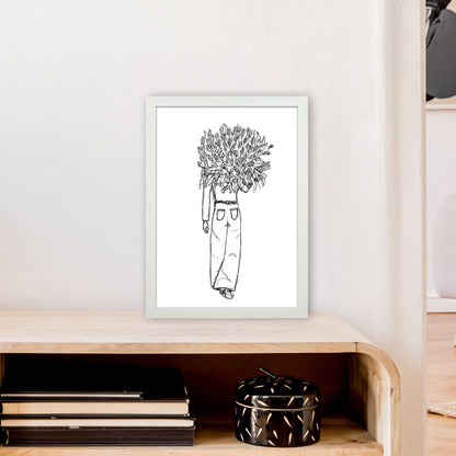 Flower Woman Art Print by Carissa Tanton A3 Oak Frame