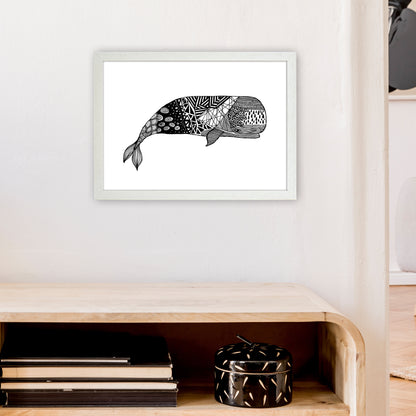 Whale Art Print by Carissa Tanton A3 Oak Frame
