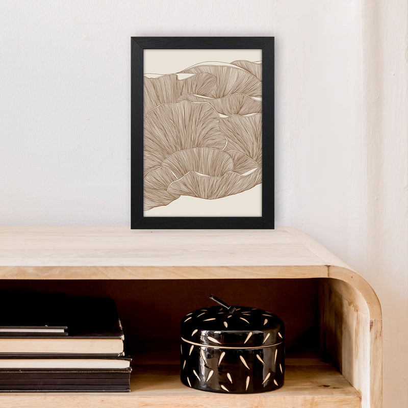 Oyster Mushrooms Brown Art Print by Carissa Tanton A4 White Frame