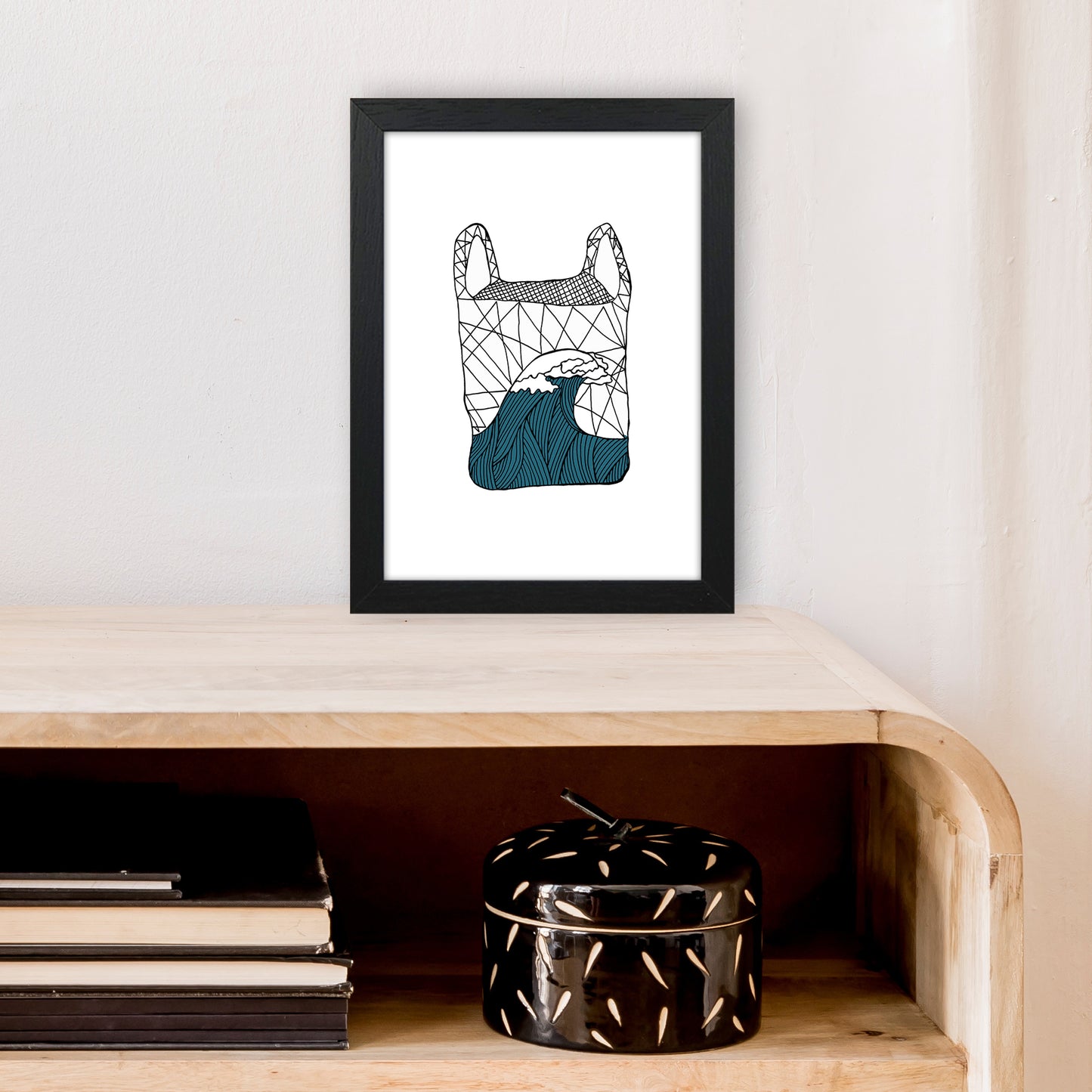 Plastic Bag Blue Art Print by Carissa Tanton A4 White Frame
