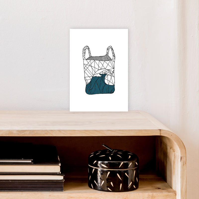Plastic Bag Blue Art Print by Carissa Tanton A4 Black Frame