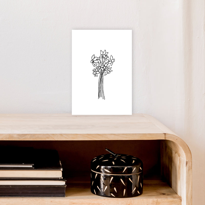 Daffodils Line Art Print by Carissa Tanton A4 Black Frame