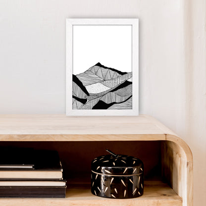New Snowdon Portrait Art Print by Carissa Tanton A4 Oak Frame