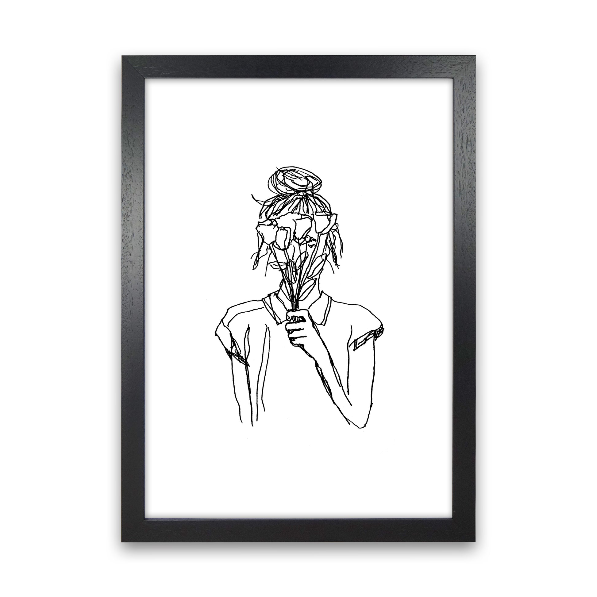 Left Hand Flower Girl Art Print by Carissa Tanton Black Grain