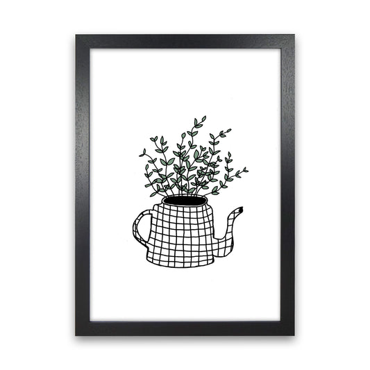 Teapot Plants Green Art Print by Carissa Tanton Black Grain
