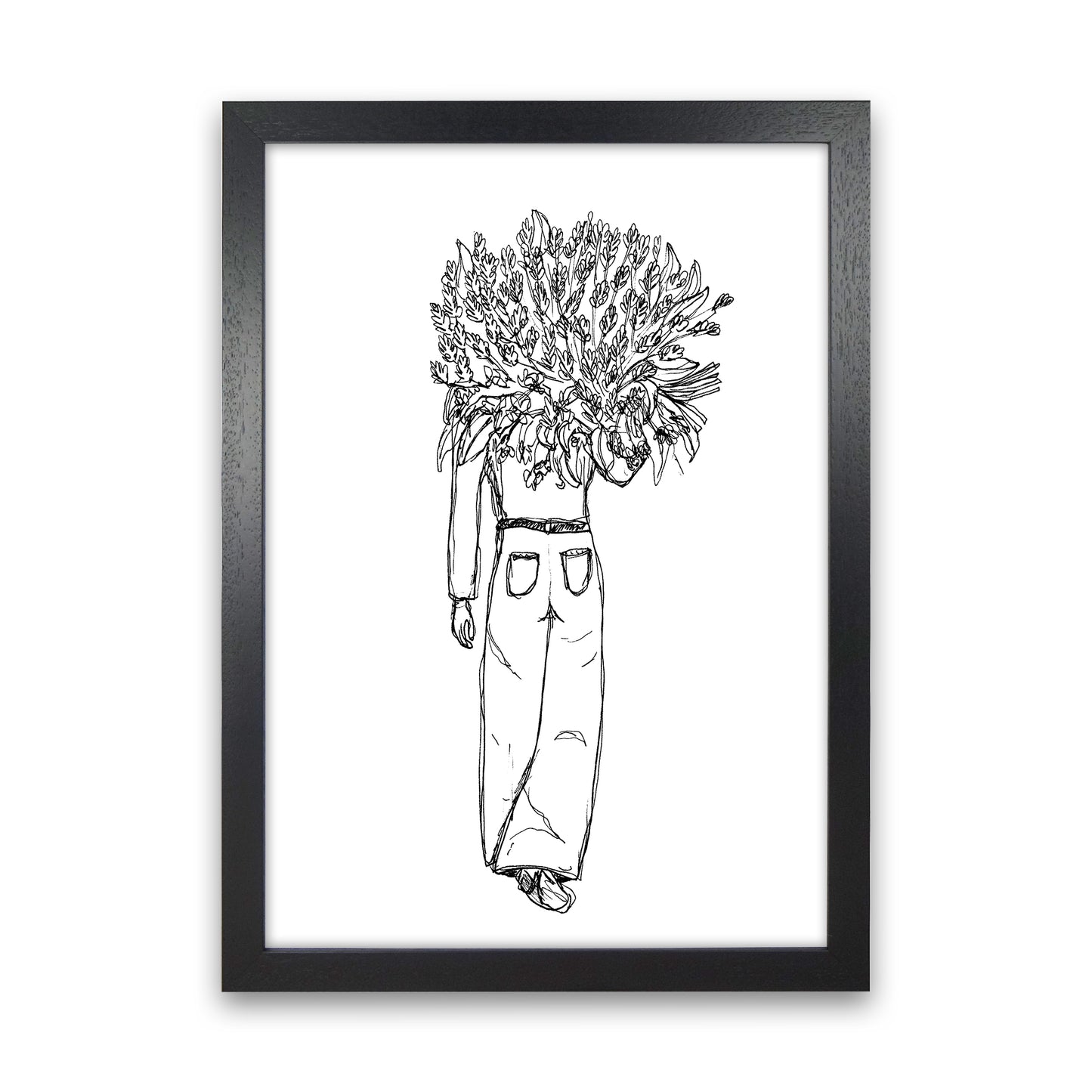Flower Woman Art Print by Carissa Tanton Black Grain