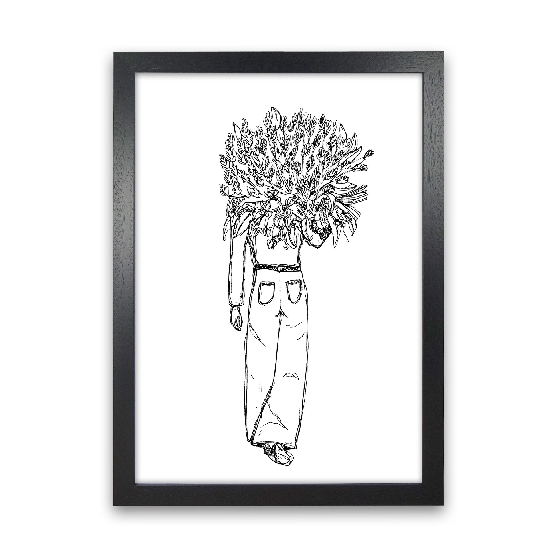 Flower Woman Art Print by Carissa Tanton Black Grain