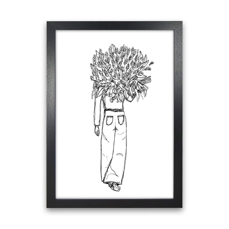 Flower Woman Art Print by Carissa Tanton Black Grain