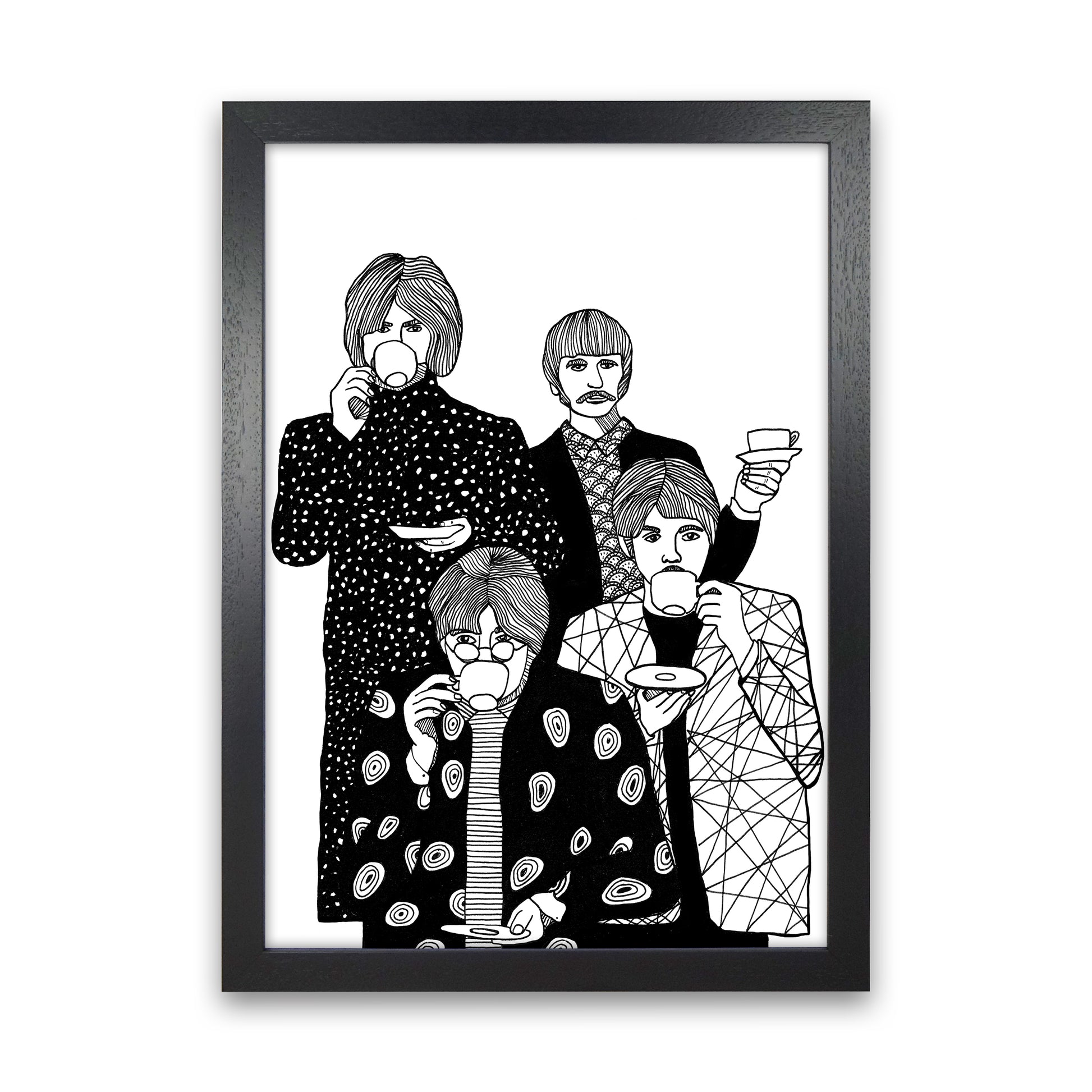 X Beatles Art Print by Carissa Tanton Black Grain