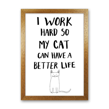 I Work Hard Cat Art Print by Carissa Tanton Oak Grain