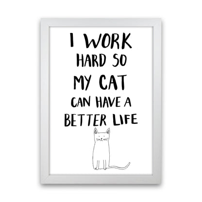I Work Hard Cat Art Print by Carissa Tanton White Grain