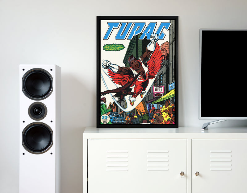 Dangerous 2pac retro music poster framed wall art print