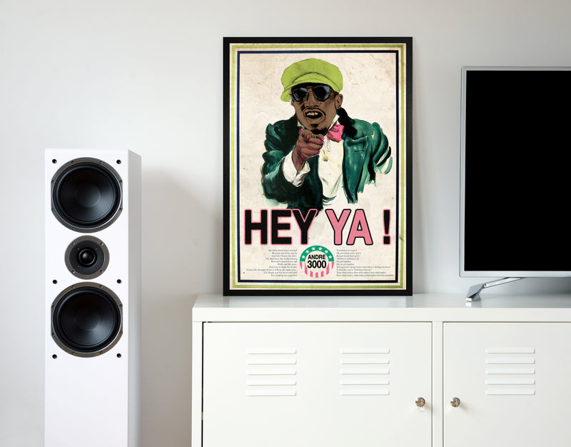 Hey ya retro music poster framed wall art print