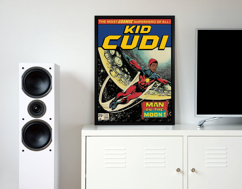 Kid cudi retro music poster framed wall art print