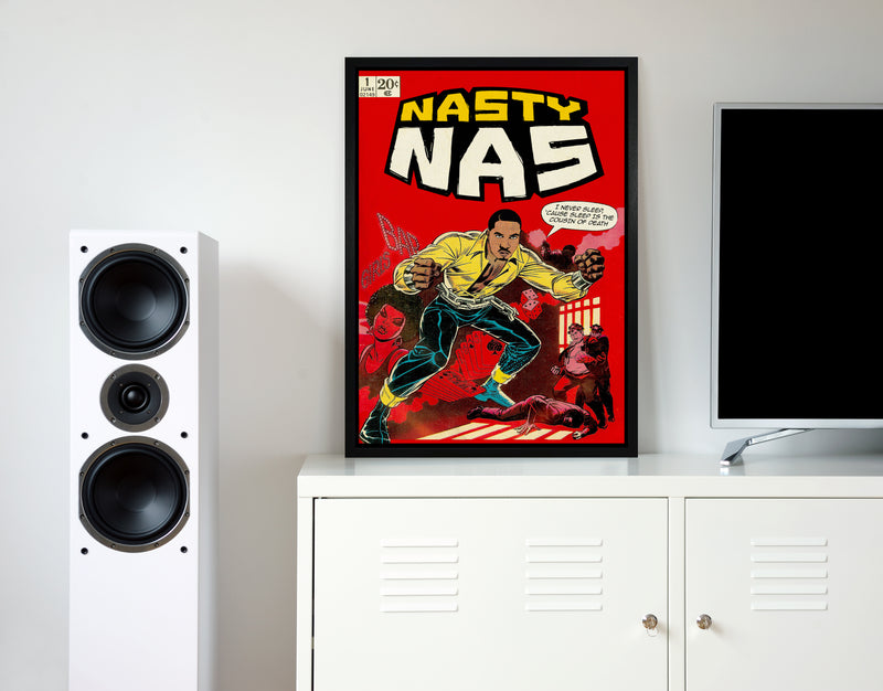 Nasty nas retro music poster framed wall art print