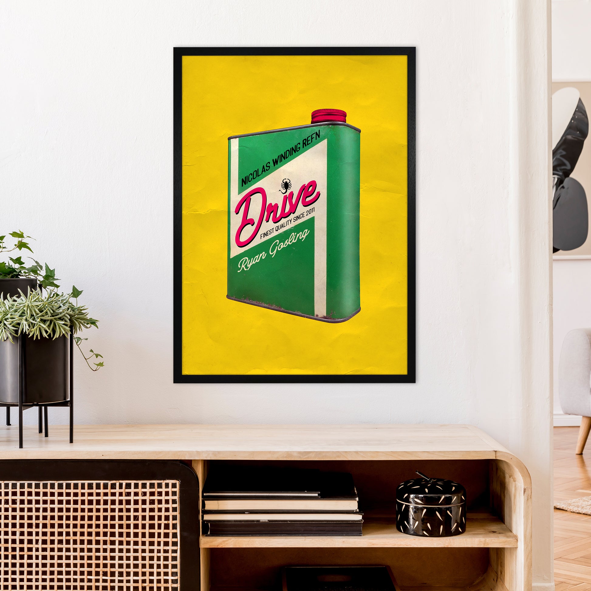 Drive Shot by David Redon Retro Movie Poster Framed Wall Art Print A1 White Frame