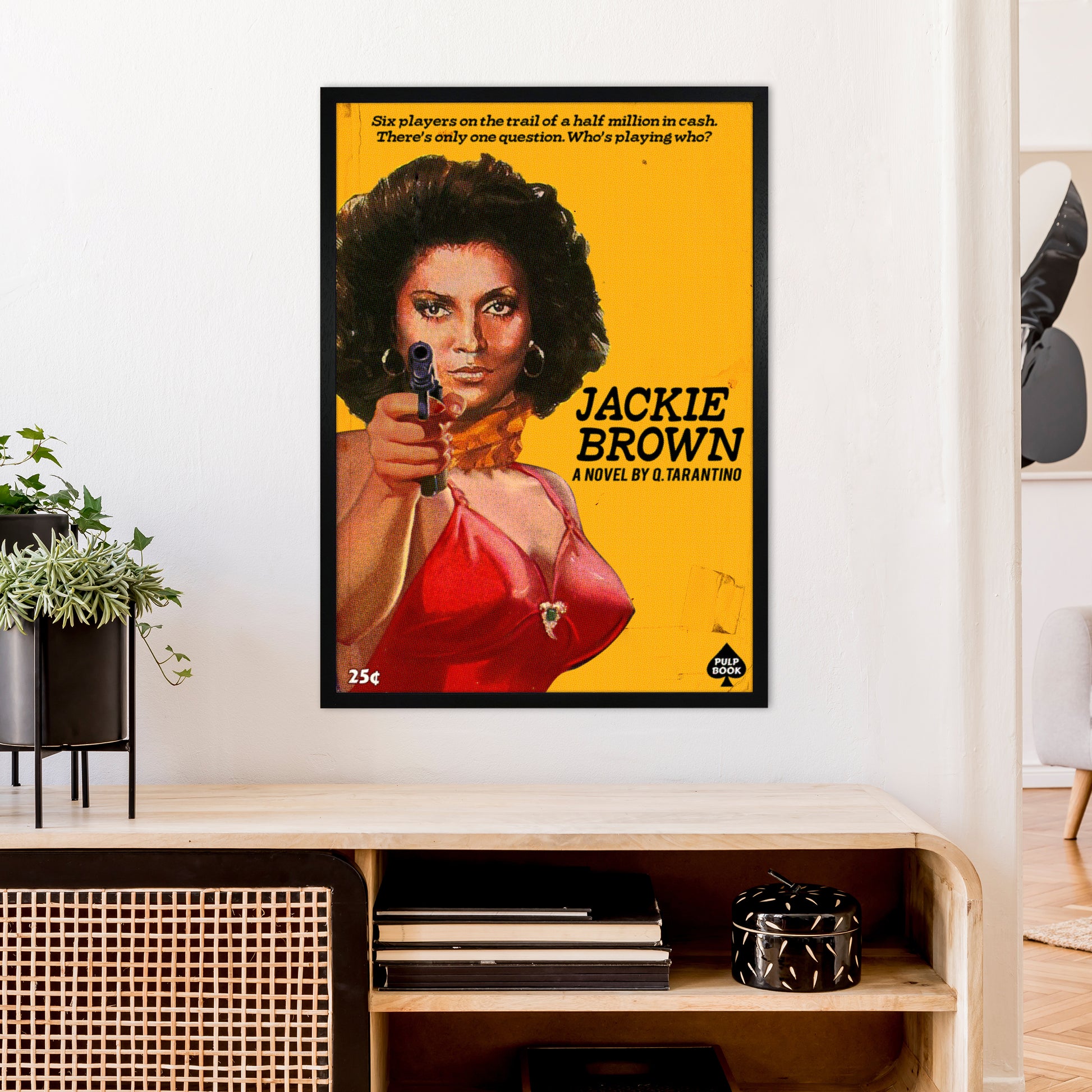Jackie Brown by David Redon Retro Movie Poster Framed Wall Art Print A1 White Frame