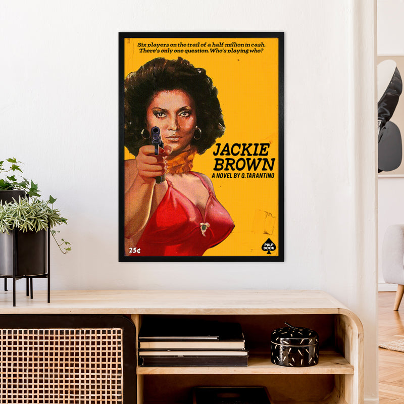 Jackie Brown by David Redon Retro Movie Poster Framed Wall Art Print A1 White Frame