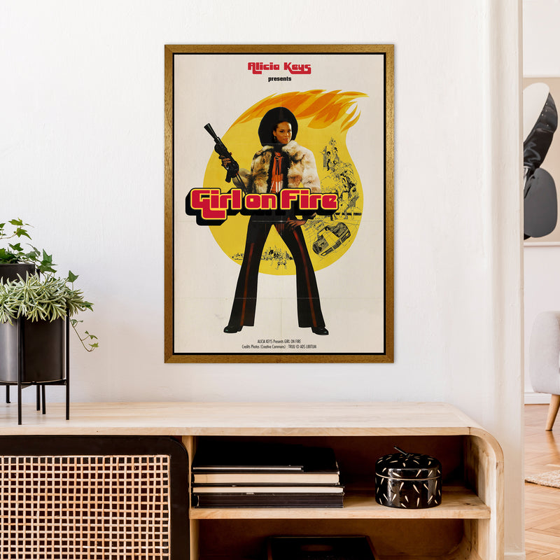 Girl on Fire by David Redon Retro Music Poster Framed Wall Art Print A1 Print Only