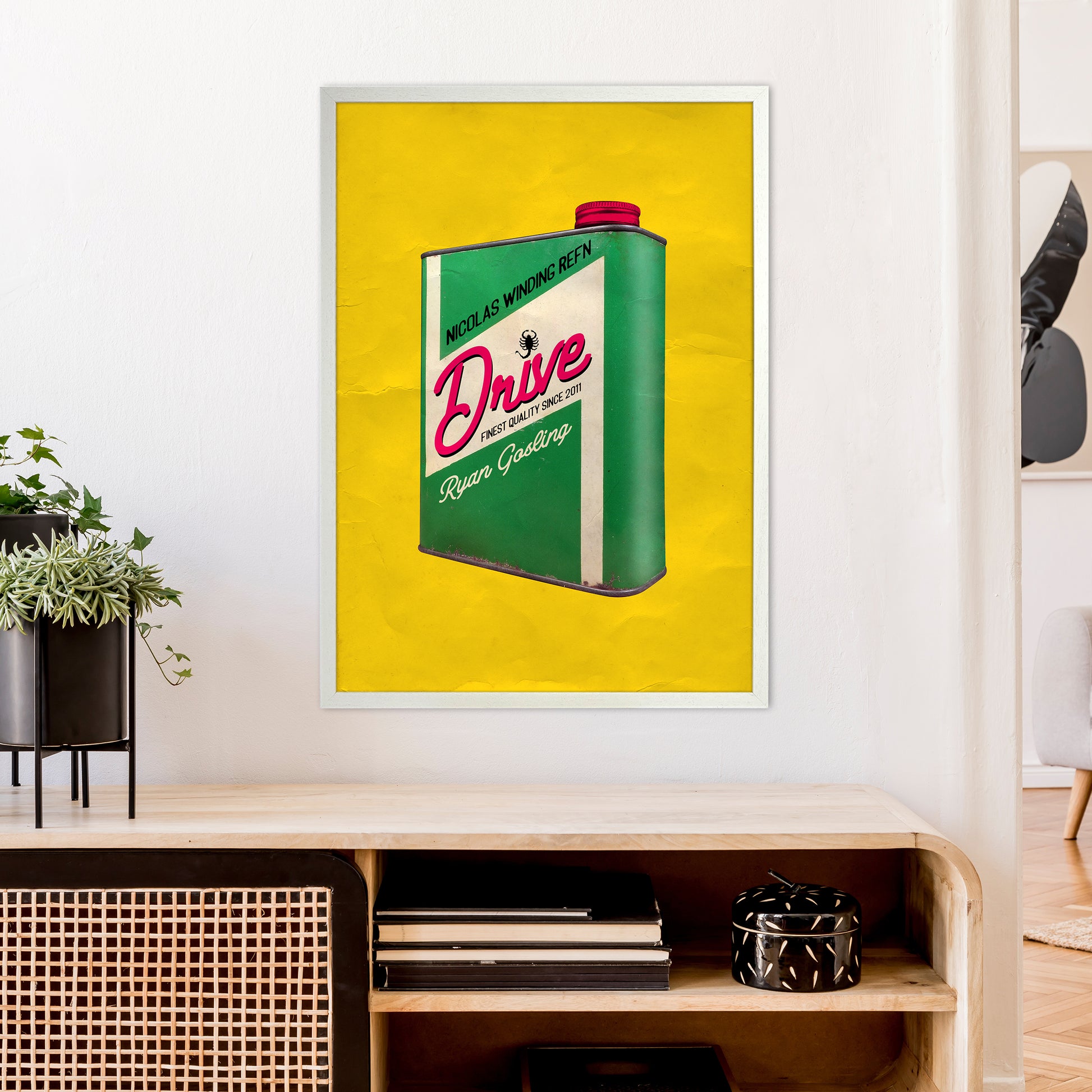 Drive Shot by David Redon Retro Movie Poster Framed Wall Art Print A1 Oak Frame